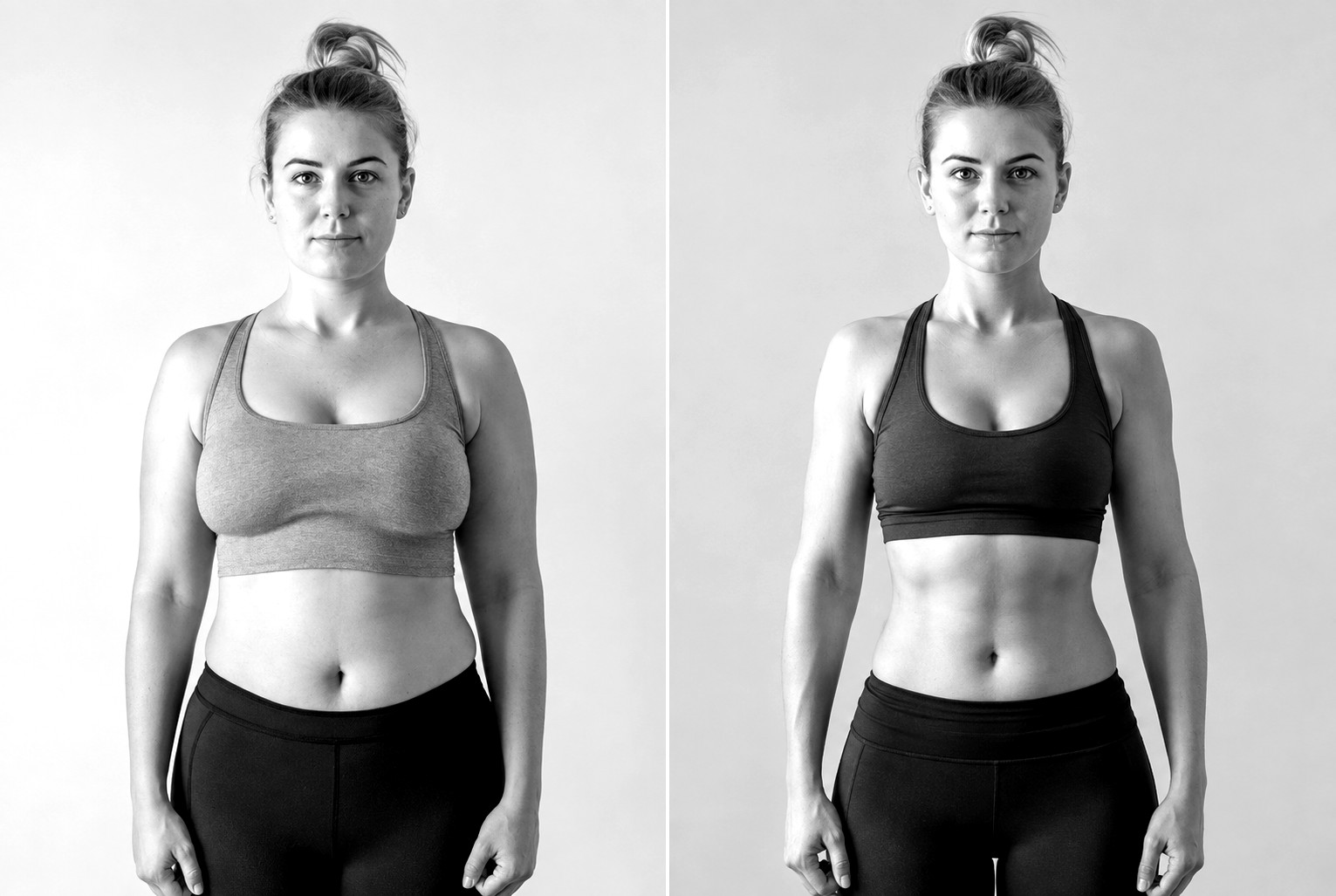 Before and after body transformation of a female personal training client in Jacksonville, FL